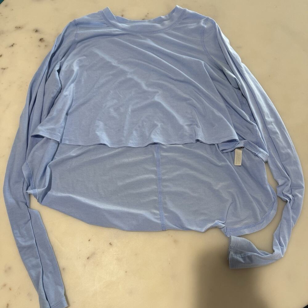 Free People Movement S Breathe Easy Layer Top Blue Lightweight Activewear Run